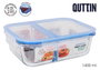 Quttin Recipiente Rectangular con 2 Compartimentos, 1.4 L (6 Unidades)