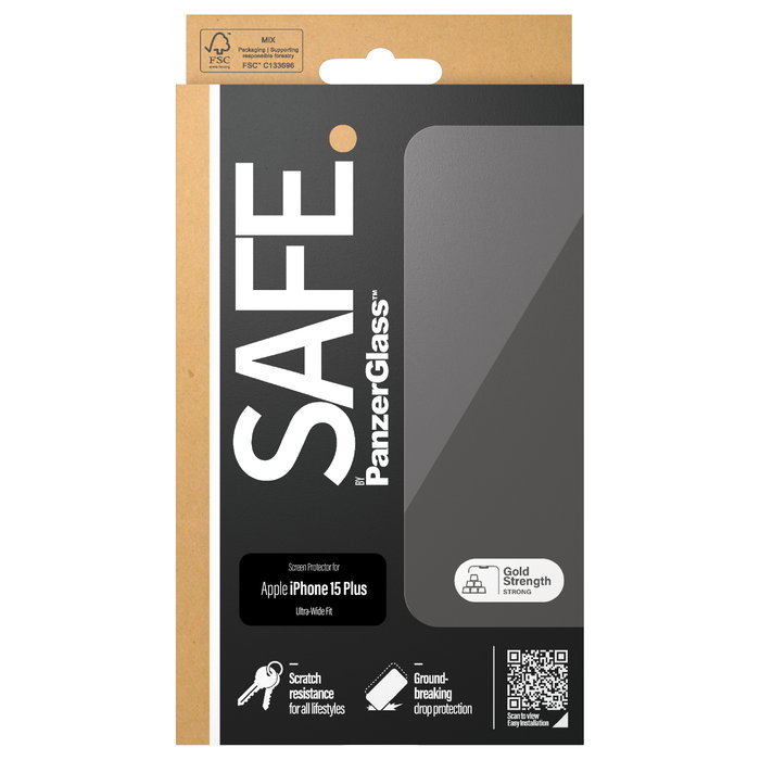 PanzerGlass SAFE. Protector de pantalla para iPhone 15 Plus Ultra-Wide Fit