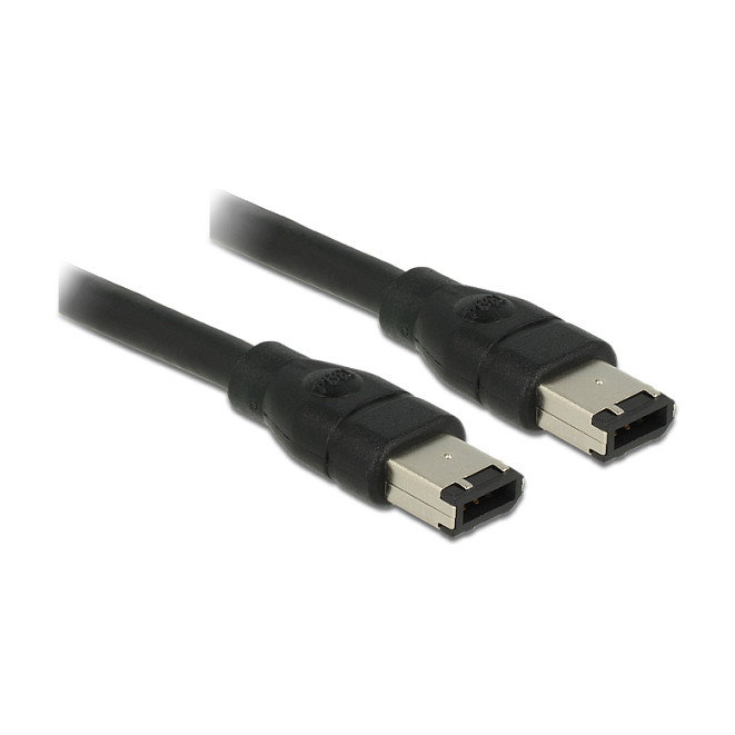 DeLOCK Cable FireWire 400 de 6 pines a 6 pines, 0,5 m, Negro