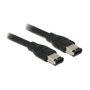 DeLOCK Cable FireWire 400 de 6 pines a 6 pines, 0,5 m, Negro