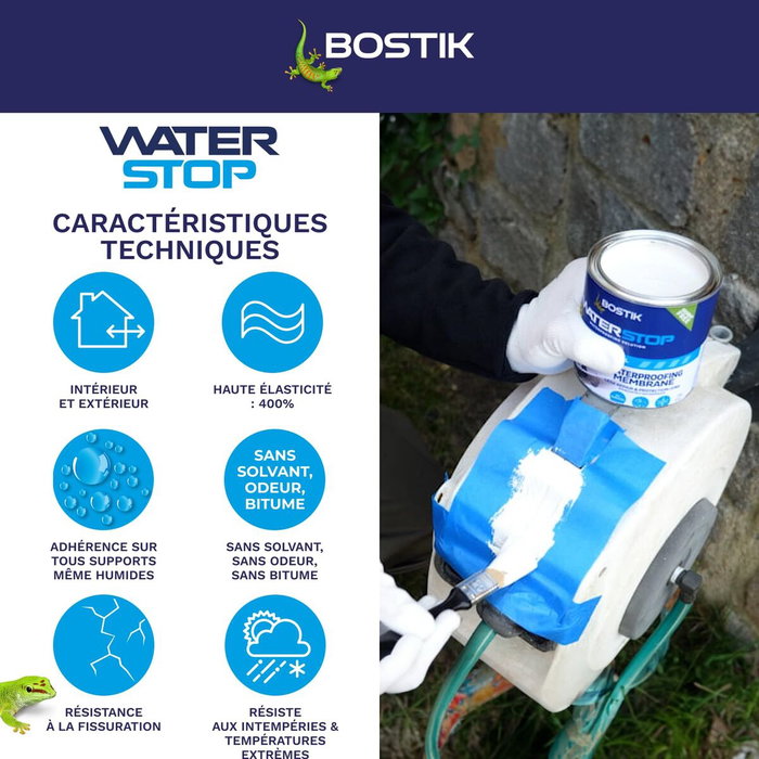 Bostik Waterstop Membrana impermeabilizante Blanco 1 kg