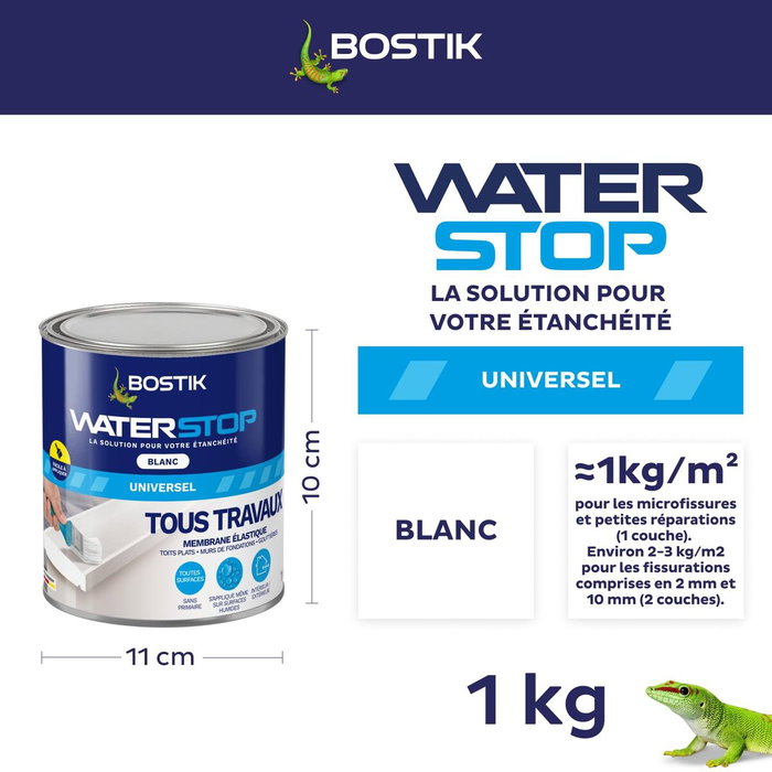 Bostik Waterstop Membrana impermeabilizante Blanco 1 kg