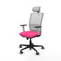 PIQUERAS Y CRESPO Silla de oficina Haches Rosa y Blanco con Mecanismo Sincro/Traslack