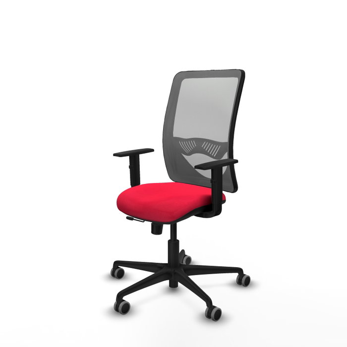 PIQUERAS Y CRESPO Silla de oficina Zulema con mecanismo Sincro/Traslack, Tela Roja y Malla Gris