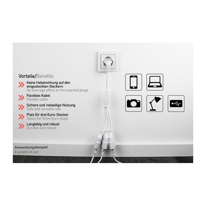 Kabelmeister Cable de extensión Euro con 3 tomas, 0,2 m