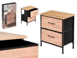 GIFTDECOR Mueble de 2 Cajones Efecto Madera Madera-Negro