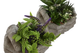 DKD Home Decor Planta Gris Verde Resina Pe 16 x 17 x 18.5 cm (4 Unidades)