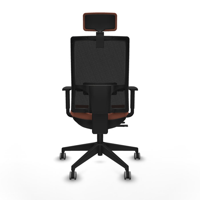 Silla de oficina Horna con mecanismo Sincro/Traslack tapizada con Tela color Marrón y malla color Negro. Equipada con lumbar 1D, Brazos 1D, Cabecero 2D y Ruedas 65 mm parqué Silla de oficina Horna con mecanismo Sincro/Traslack tapizada con Tela color Marrón y malla color Negro. Equipada con lumbar 1D, Brazos 1D, Cabecero 2D y Ruedas 65 mm parqué