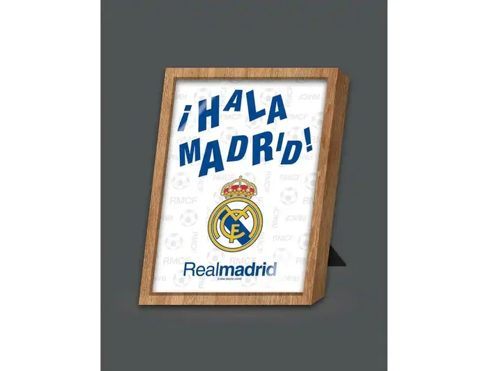 Wondee Marco Iluminado LED para Pared con Ajustes de Intensidad y Color - Real Madrid C.F. - Retroiluminado, 5 Niveles, 3 Temperaturas, MDF, Soporte, USB