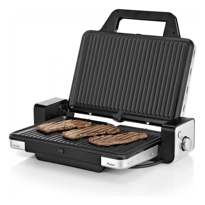 WMF Lono 0415110011 Grill de Contacto 2 en 1 Negro, 2100 W, 1300 cm2, Plancha Antiadherente, Placas de Aluminio, Acero Inoxidable