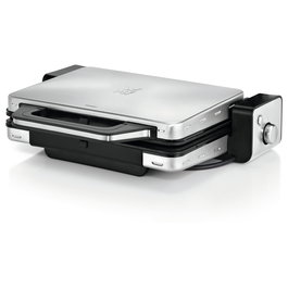 WMF Lono 0415110011 Grill de Contacto 2 en 1 Negro, 2100 W, 1300 cm2, Plancha Antiadherente, Placas de Aluminio, Acero Inoxidable
