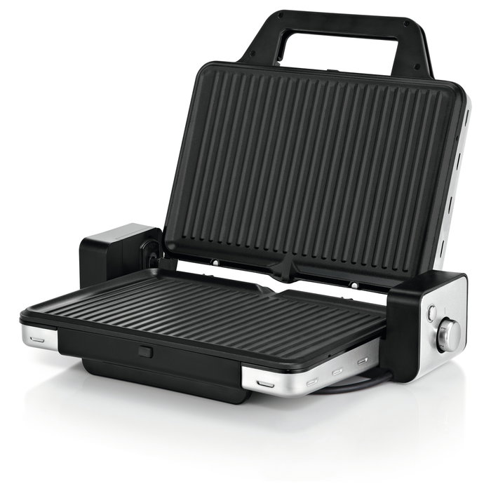 WMF Lono 0415110011 Grill de Contacto 2 en 1 Negro, 2100 W, 1300 cm2, Plancha Antiadherente, Placas de Aluminio, Acero Inoxidable