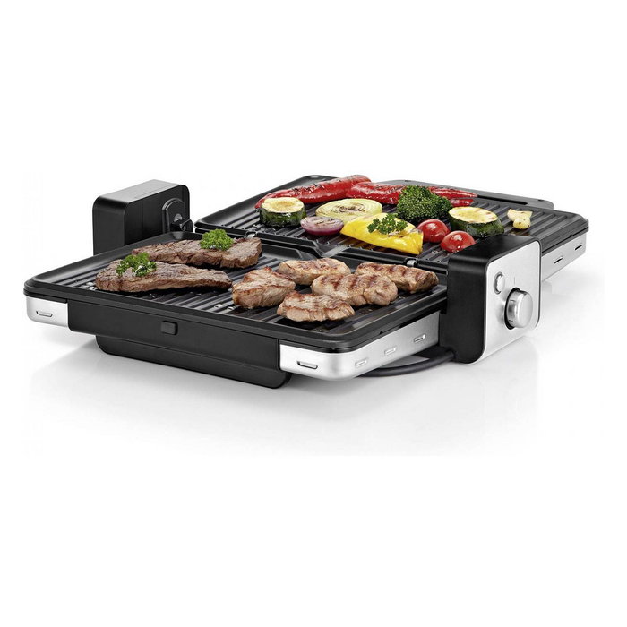 WMF Lono 0415110011 Grill de Contacto 2 en 1 Negro, 2100 W, 1300 cm2, Plancha Antiadherente, Placas de Aluminio, Acero Inoxidable