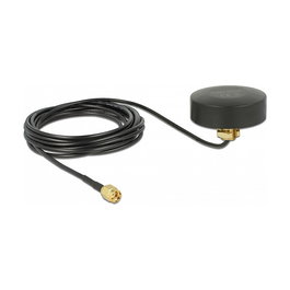 DeLOCK Antena WLAN 802.11 b/g/n, RP-SMA macho, 2 dBi omnidireccional fija, con cable RG-174 de 1.5 m, para exterior, negro