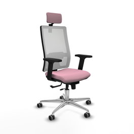 PIQUERAS Y CRESPO Silla de oficina Horna Rosa y Blanca con mecanismo Sincro/Traslack