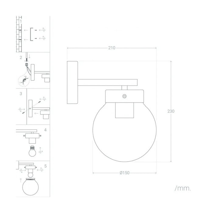 Aplique de Pared Banda Aceh [SKD-W1013] con Bombilla LED E27 - Diseño Retro Elegante para Salón o Dormitorio