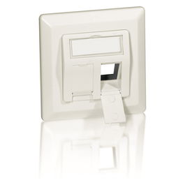 EQUIP 760303 Caja Empotrada + Placa Frontal 2 Keystone 45° RAL 1013 Blanco Polybag