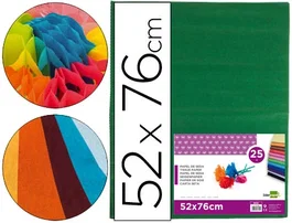 Liderpapel Papel de seda verde oscuro 52x76cm 18 gr/m2 paquete de 25 hojas