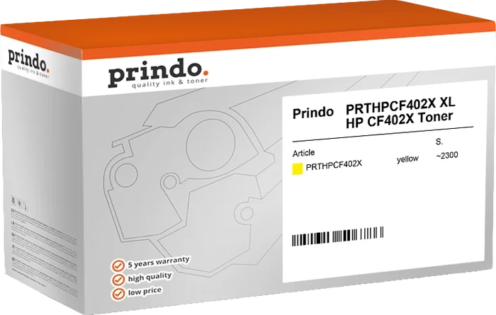 Prindo Tóner Amarillo PRTHPCF402X Classic XL ~2300 páginas compatible con HP CF402X (201X) Prindo Tóner Amarillo PRTHPCF402X Classic XL ~2300 páginas compatible con HP CF402X (201X)