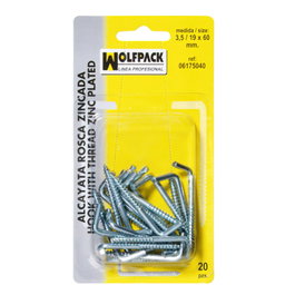 WOLFPACK LINEA PROFESIONAL Alcayatas de Rosca Zincadas 2,7/17x40 mm (Blíster de 40 Piezas)