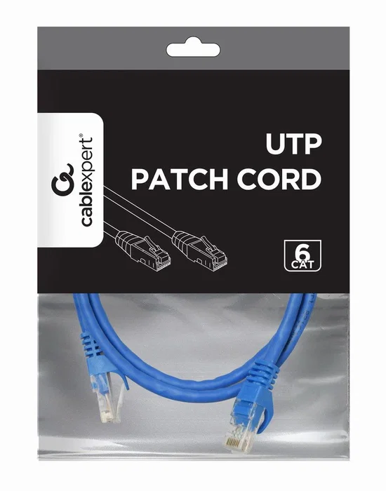 Gembird PP6U-1M Cable de Red Azul Cat6 UTP 1m con Conectores RJ45 Macho Plug and Play