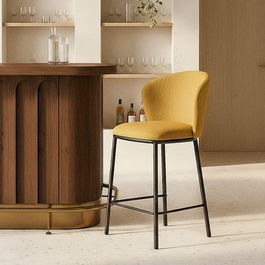 Taburete Espiga Mostaza Tejido-Metal 55 X 55 X 96 cm