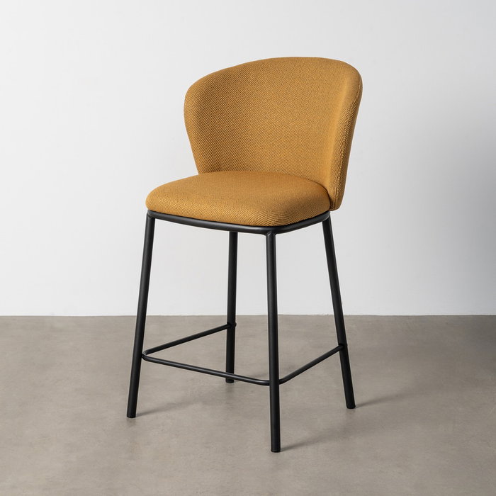 Taburete Espiga Mostaza Tejido-Metal 55 X 55 X 96 cm (Set de 2)