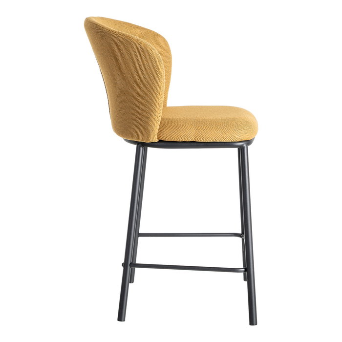 Taburete Espiga Mostaza Tejido-Metal 55 X 55 X 96 cm (Set de 2)