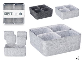 Kipit Set 5 Organizadores Surtidos Gris Fieltro 24x24x10 cm (Set de 8)