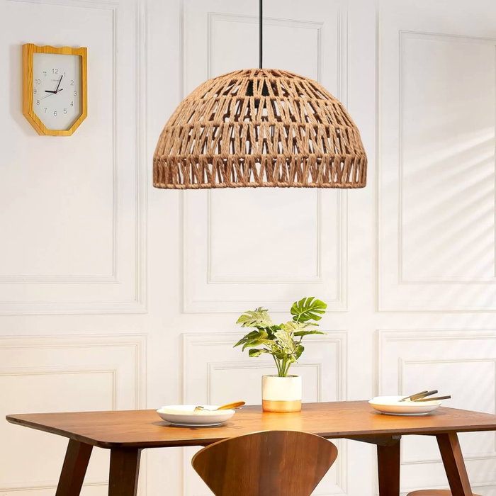 Opviq Lámpara de araña de cuerpo metálico con tapa de cuerda, altura ajustable, para decoración de interiores, 40W E27