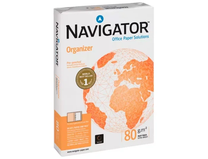 Navigator Papel Multiuso Din A4 80 Gramos 2 Taladros Paquete 500 Hojas para Ink-jet y Laser