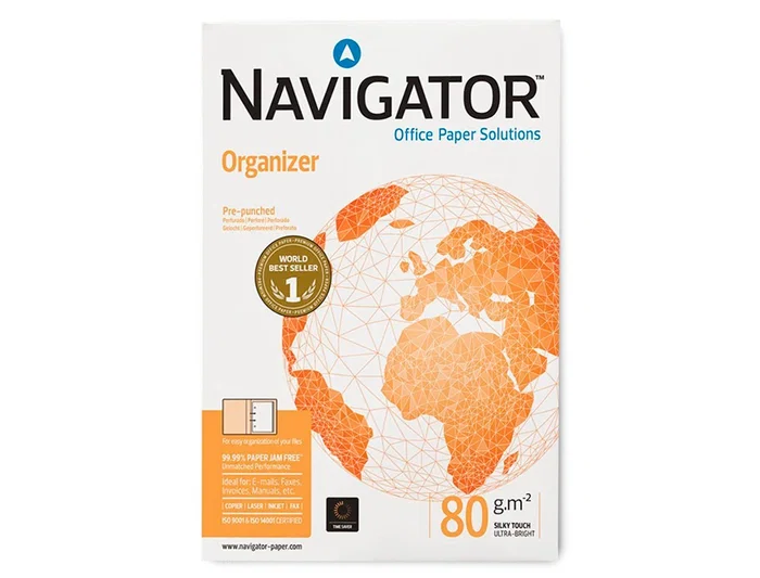 Navigator Papel Multiuso Din A4 80 Gramos 2 Taladros Paquete 500 Hojas para Ink-jet y Laser