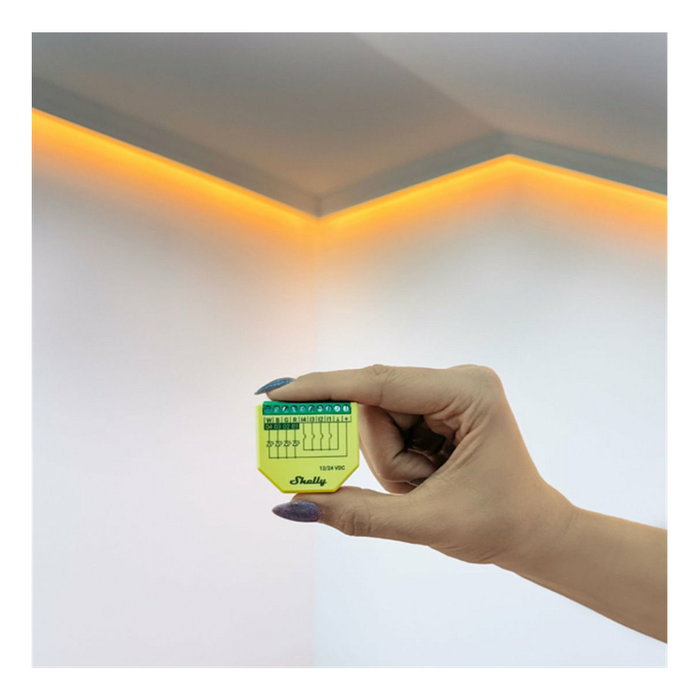 Shelly Plus RGBW PM - Relé Controlador LED WiFi Bluetooth para Instalación Empotrada, 4 Canales, Compatible con Alexa y Google Assistant