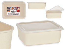 Arte Regal Recipiente Grande Bambú Natural Tapa Plástico 23x16.5x7 cm Amarillo No Apto Uso Alimentario (Set de 6)