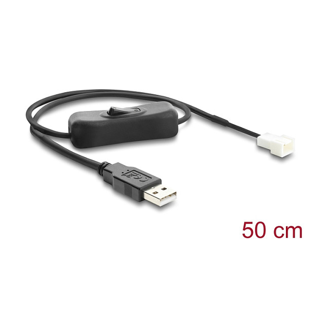 DeLOCK Cable para ventilador USB 2.0 Tipo-A a conector de 3 pines con interruptor 50 cm DeLOCK Cable para ventilador USB 2.0 Tipo-A a conector de 3 pines con interruptor 50 cm
