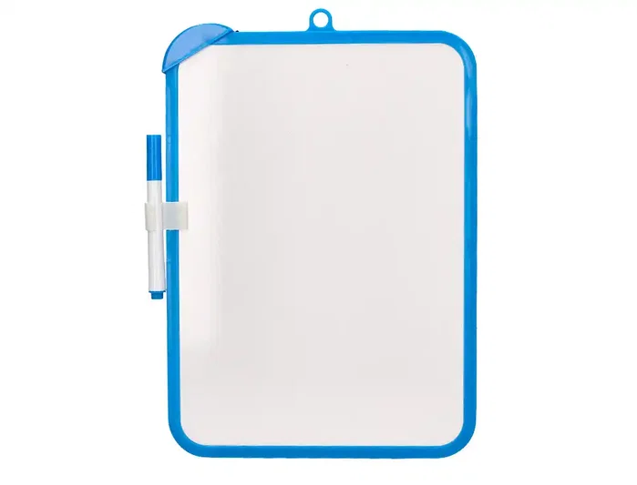 Liderpapel Pizarra Blanca 18x26 cm Doble Cara Lisa y Cuadriculada con Rotulador y Borrador