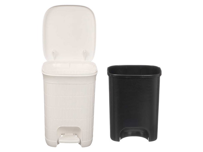 Stefanplast Papelera Domus Grande Blanca 20L con Apertura a Pedal y Cubo Extraíble, 27x38x31 cm (Set de 6)