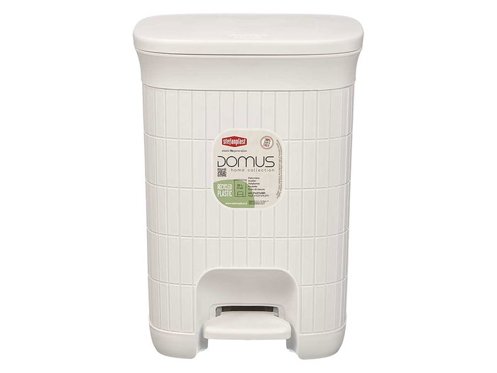 Stefanplast Papelera Domus Grande Blanca 20L con Apertura a Pedal y Cubo Extraíble, 27x38x31 cm (Set de 6)