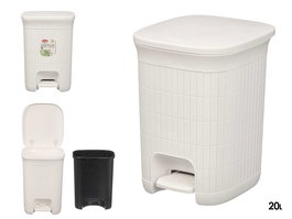 Stefanplast Papelera Domus Grande Blanca 20L con Apertura a Pedal y Cubo Extraíble, 27x38x31 cm (Set de 6)