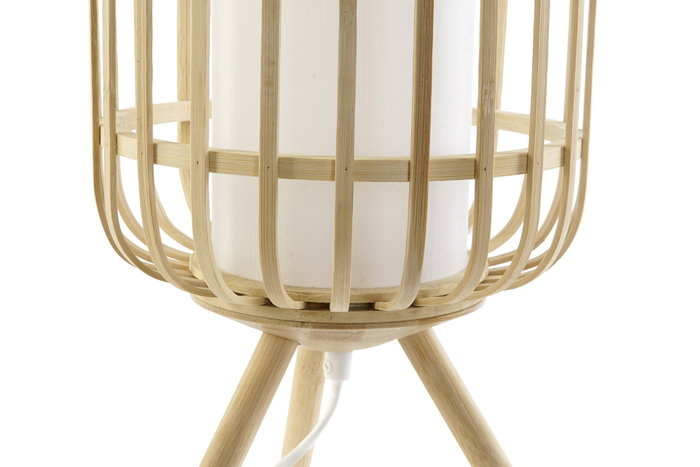 DKD Home Decor Lámpara de Sobremesa Bambú y Poliéster Natural/Blanco
