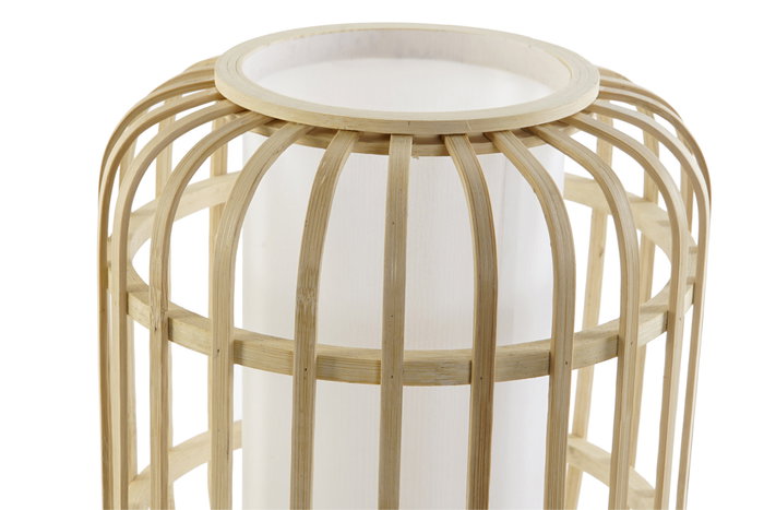 DKD Home Decor Lámpara de Sobremesa Bambú y Poliéster Natural/Blanco