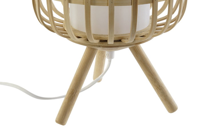 DKD Home Decor Lámpara de Sobremesa Bambú y Poliéster Natural/Blanco