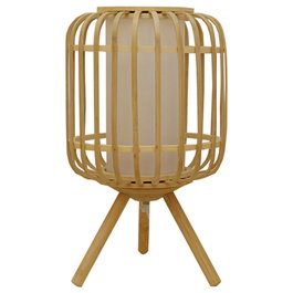 DKD Home Decor Lámpara de Sobremesa Bambú y Poliéster Natural/Blanco