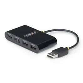 StarTech.com Hub USB 2.0 de 4 Puertos, Alimentado por Bus, Mini Hub Portátil, Divisor USB Multipuerto