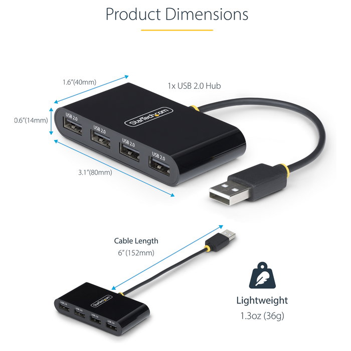StarTech.com Hub USB 2.0 de 4 Puertos ST4200MINI2-USB-HUB Negro StarTech.com Hub USB 2.0 de 4 Puertos ST4200MINI2-USB-HUB Negro