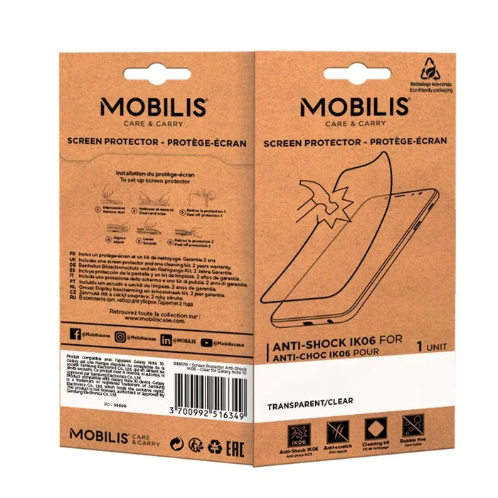 Mobilis 036207 Protector de Pantalla Transparente Resistente a Rayones para Zebra TC21/26 - 1 Unidad