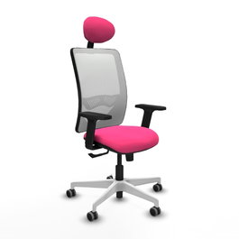 PIQUERAS Y CRESPO Silla de oficina Zulema Rosa y Blanco con Mecanismo Sincro