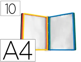 Liderpapel Portacatalogo de Pared con 10 Fundas DIN A4, Plástico PVC Colores Surtidos