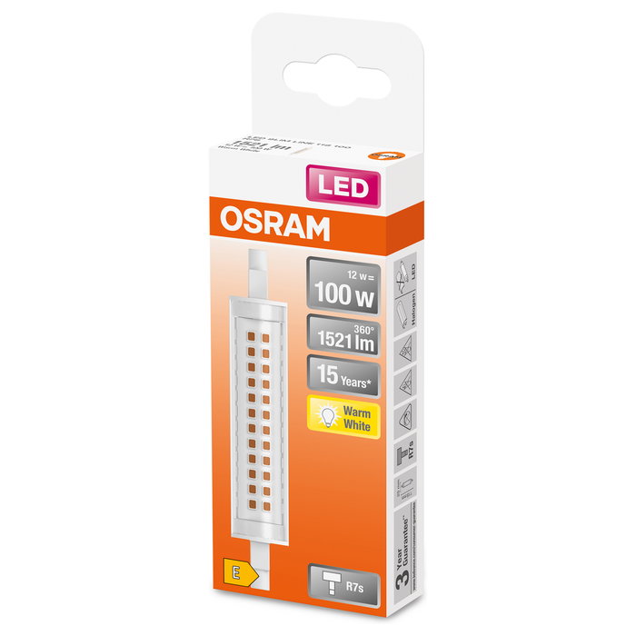 OSRAM LED Slim Line R7s 12W 1521 Lm Tubo Blanco Cálido 2700K 15000h Ahorro Energía E