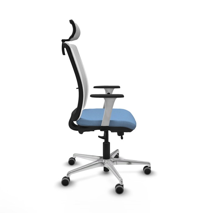 PIQUERAS Y CRESPO Silla de oficina Haches con mecanismo Sincro/Traslack, Azul cielo y Blanco